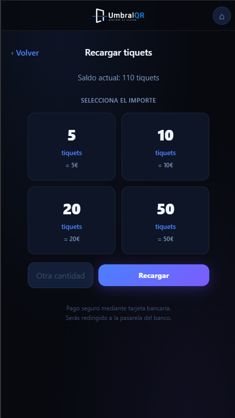 Recarga de Tiquets